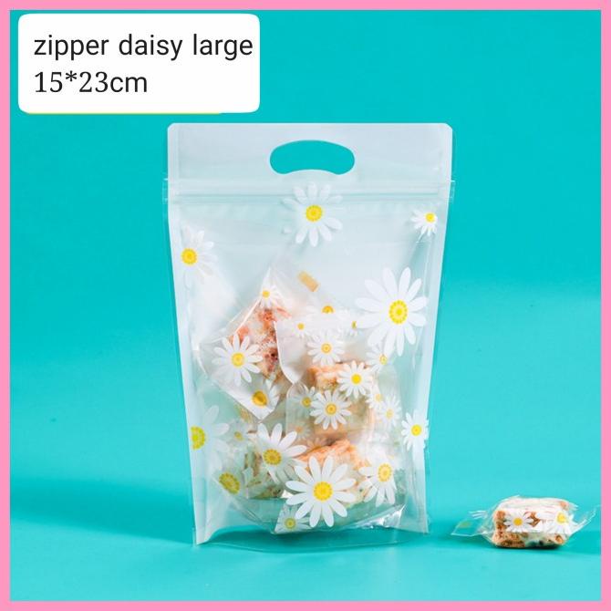 Plastik ziplock makanan motif daisy large kemasan zipper