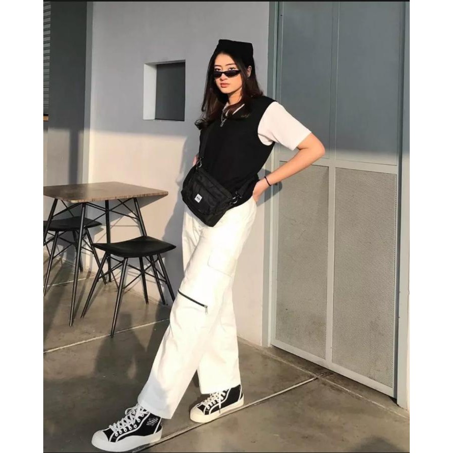 ZIPPER PANTS CARGO WANITA | CELANA PANJANG CHINO MURAH
