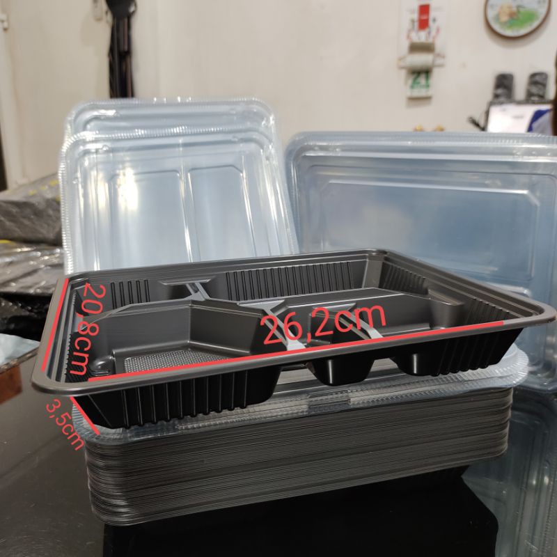 Mika Bento Sekat 5 + Tutup @50 / Kotak Makan Plastik Bento Box / Lunch Box