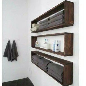 Rak dingding kotak panjang kayu jati belanda