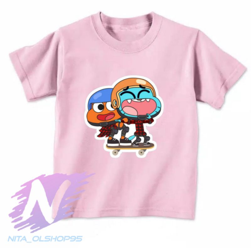 baju kaos anak gumball dan Darwin series tv