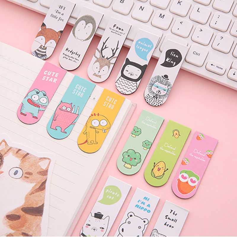 18 Pcs Cartoon Magnetic Bookmark Creative Cute Book Page Folder