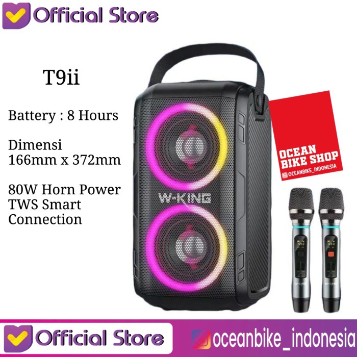 Wking T9 2 Mic Speaker Karaoke Party Box Portable Bluetooth Wireless