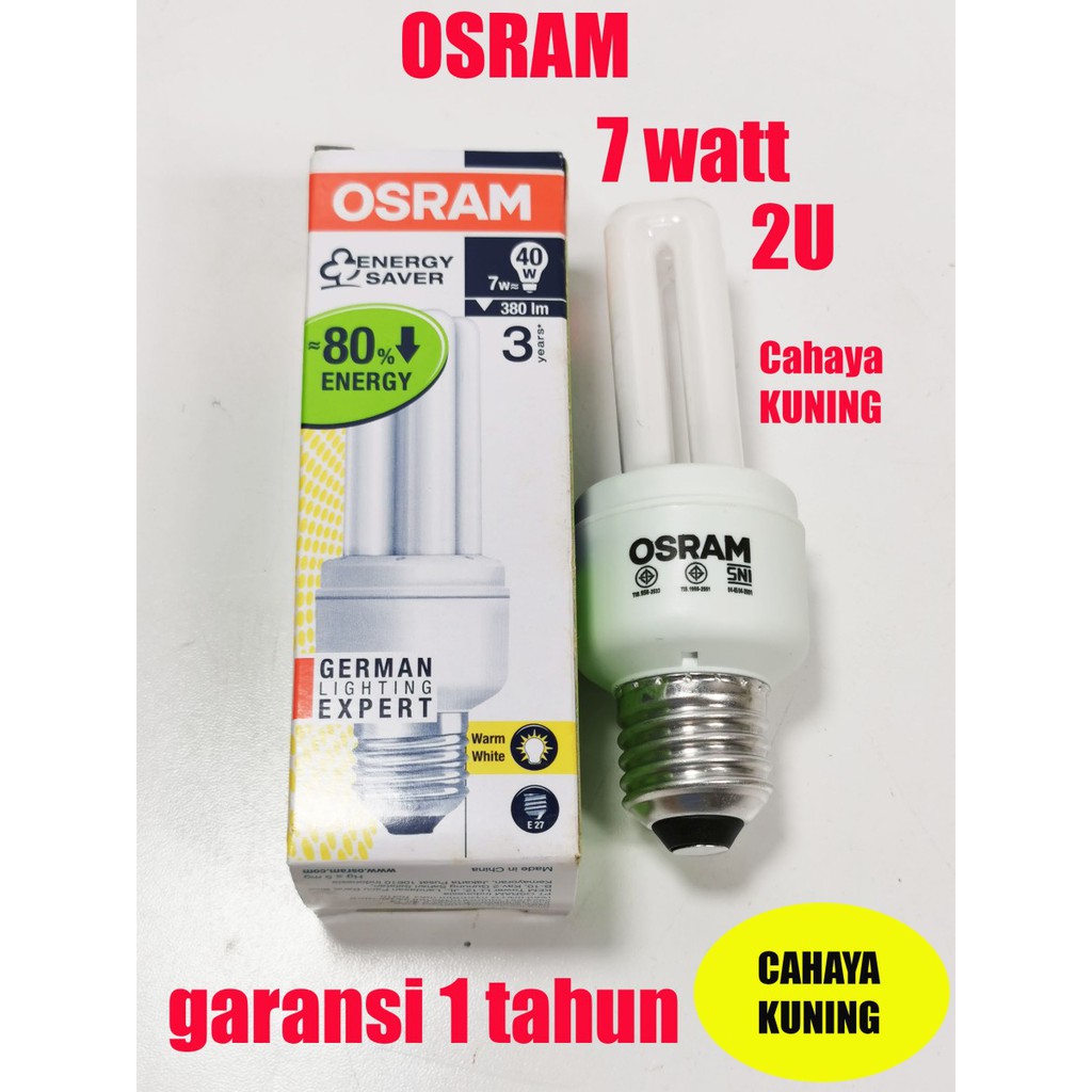 cahaya kuning 7w Lampu Bohlam 2U PLC OSRAM Dulux Value 7 Watt