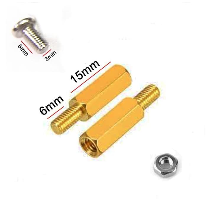 Spacer PCB kuningan 15 mm 15mm 1.5cm 1.5 cm Standoff Hexagonal pcb