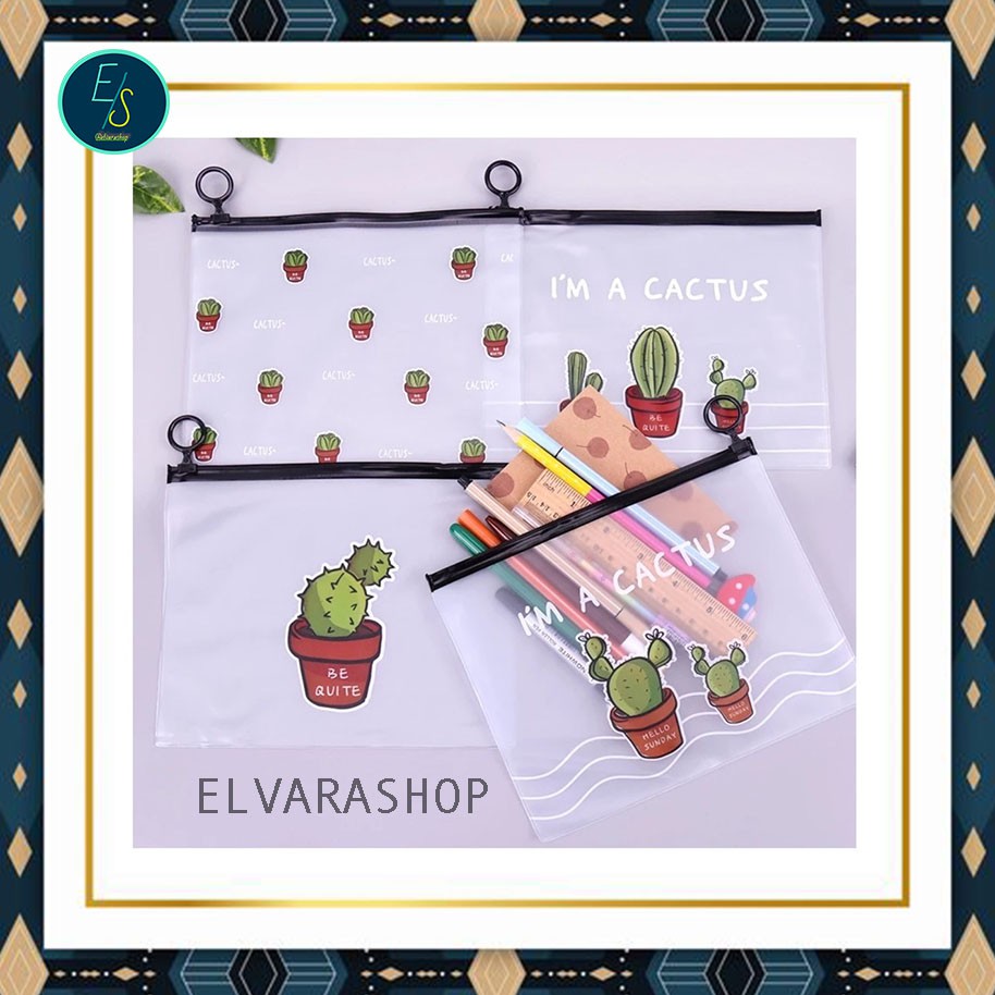 

elvarashop-Tempat Pensil Kaktus/Transparant Stationery/Tempat Kosmetik/Tempat Pensil Anak V13