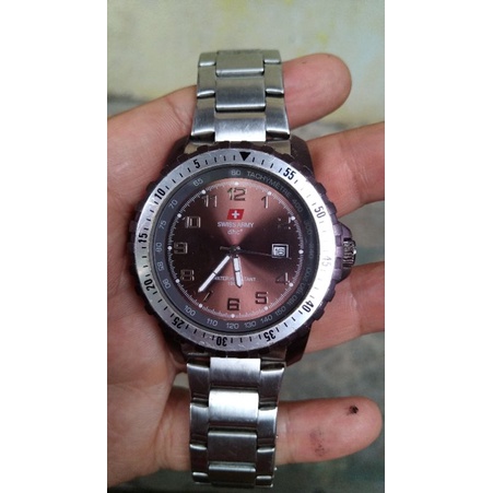 jam tangn swiss army dhc japan quartz unik second bekas ori