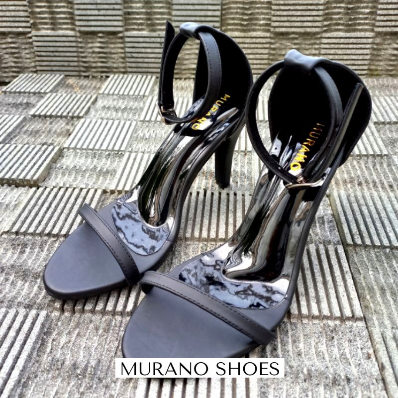 Murano Caroline Black Heels 7 cm Kualitas Premium Size 32-41 SM06