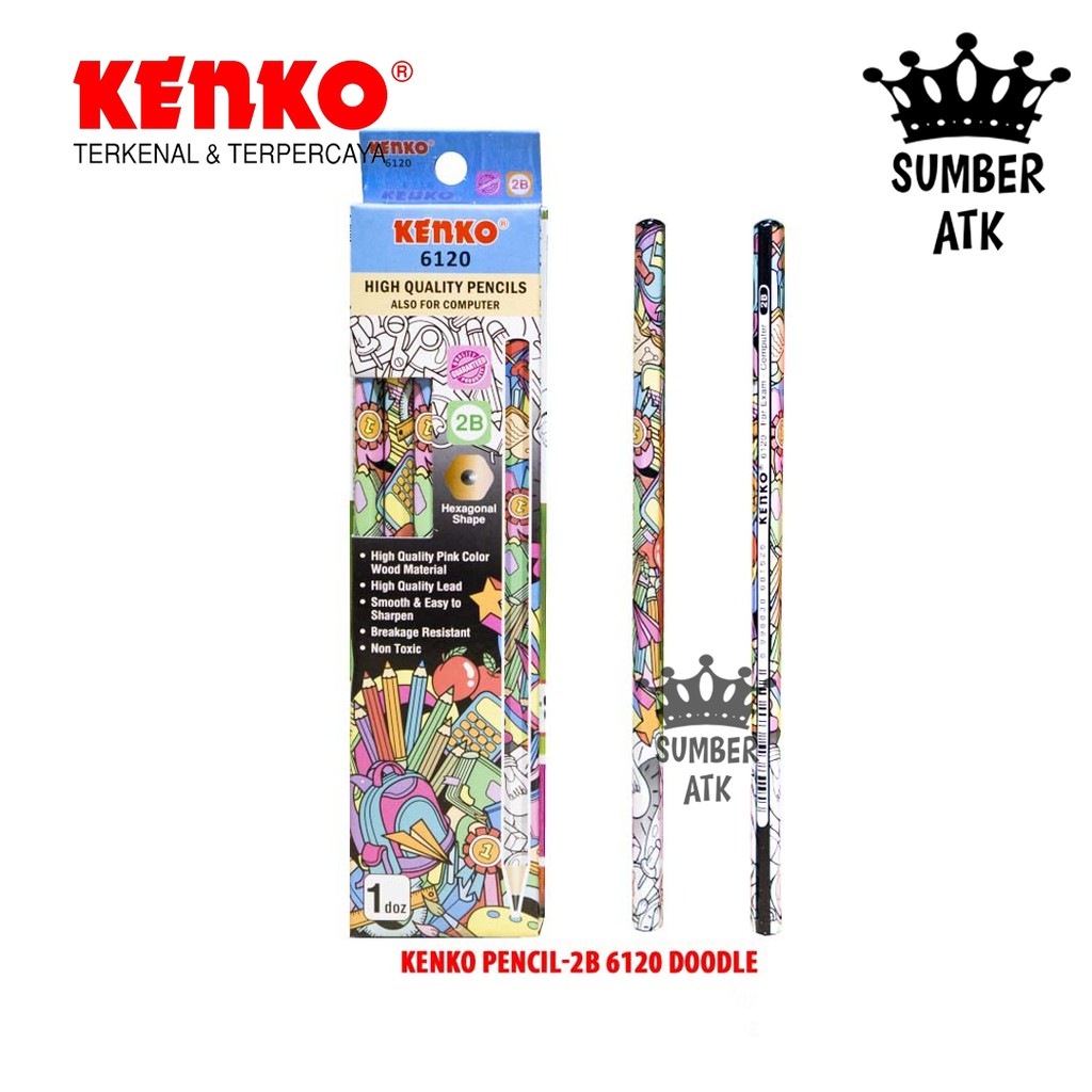 

KENKO PENCIL 2B-6120 Doodle Hexagonal / PENSIL 2B / PENSIL TULIS / PENSIL UJIAN