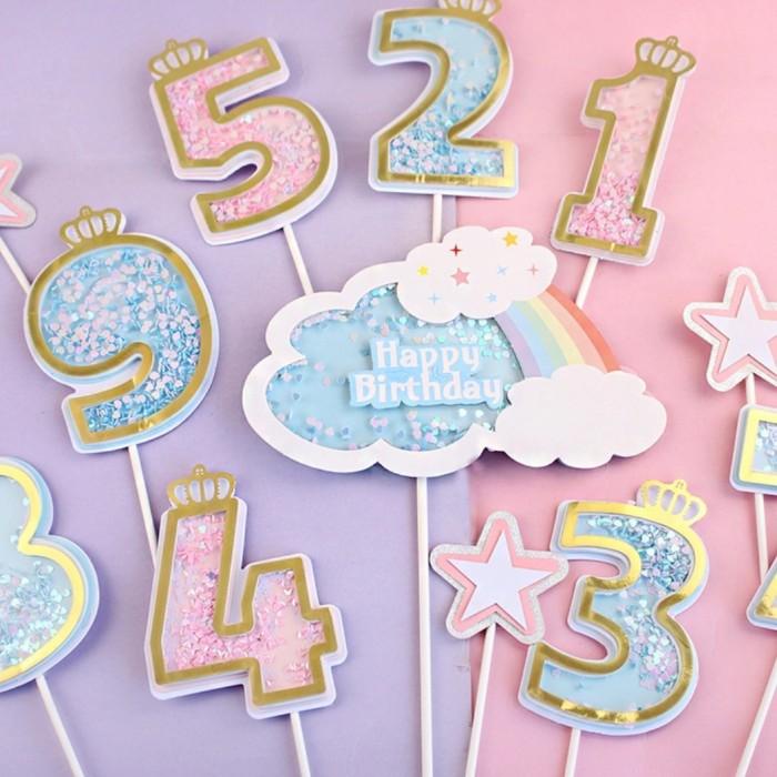 Cake Topper Angka Ultah Hiasan Kue Angka Ulangtahun Manik Manik