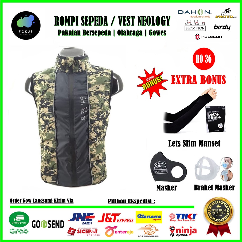 Rompi Sepeda Lipat Jaket Olahrag Olahraga Windbreaker Unisex - 036