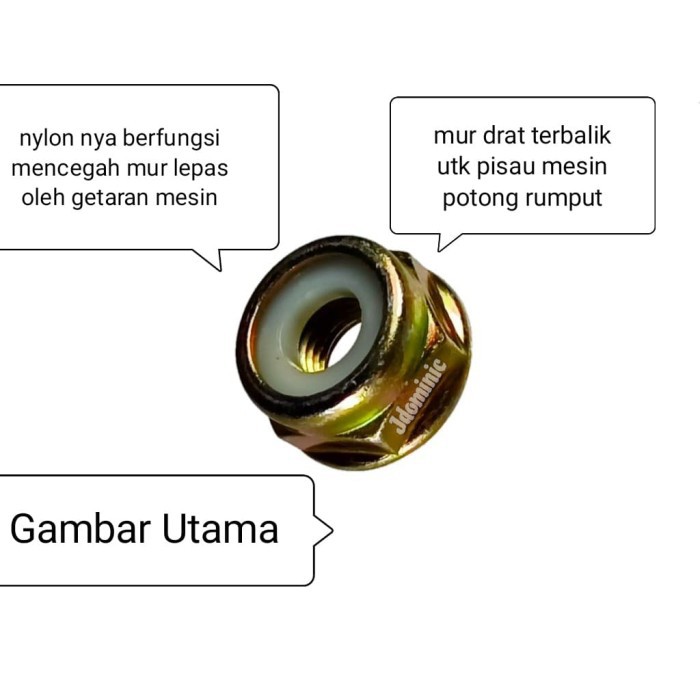 mur pisau mesin potong rumput gendong 328 drat ulir terbalik 318 tasco