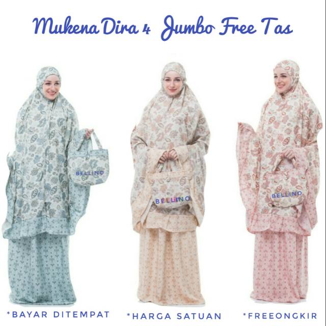 Mukena + Tas Alat Sholat Wanita Ukuran Super Jumbo Remaja Dewasa Motif Kalem Dira 4 Rayon Dobby