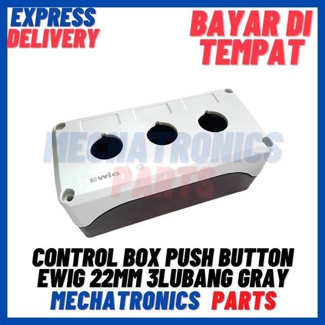 [BOX-9021] CONTROL BOX PUSH BUTTON EWIG 22MM 3LUBANG GRAY