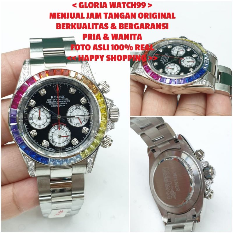 JAM TANGAN ROLEX DAYTONA CHRONOGRAPH DIAMOND RAINBOW SUPER PREMIUM AAA