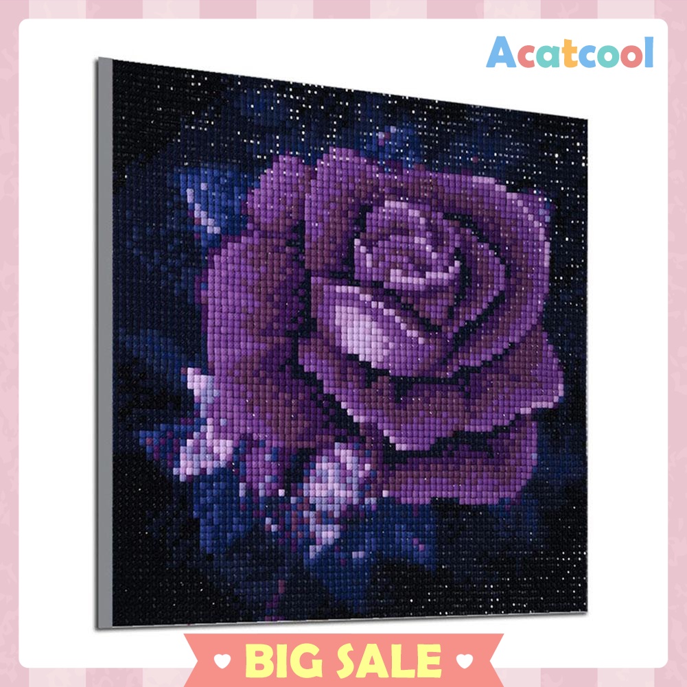 5D DIY Full Drill Square Diamond Painting Purple Rose Cross Stitch Mosaic