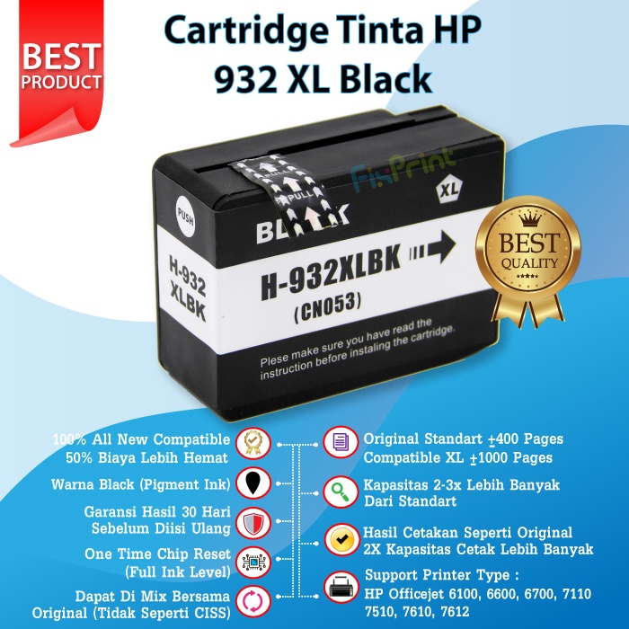 SET CMYK Chip Cartridge Tinta HP 932 933 933XL Compatible Printer 7612