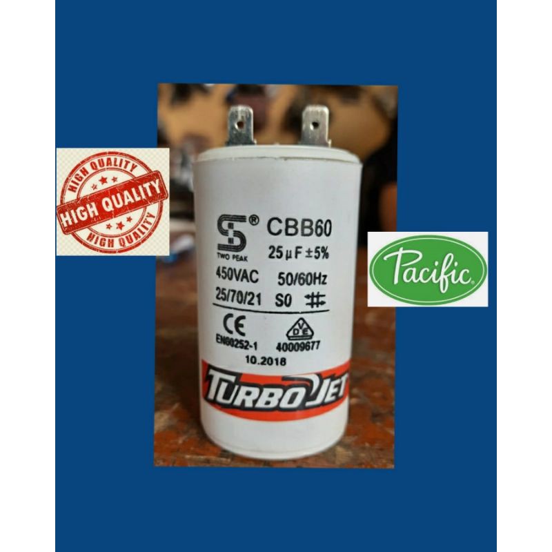 Kapasitor Turbo Jet colok 25 uf pompa air wasser pc 250 ea otomatis automatic jet pump tangki tabung