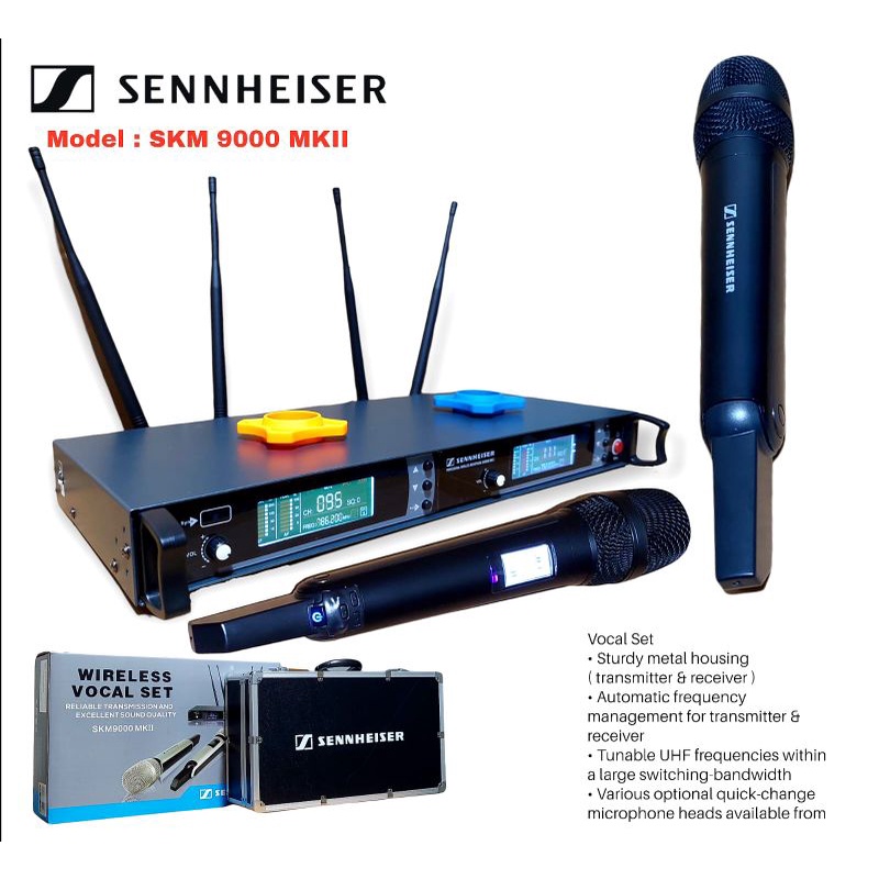 murah mic wireless sennheiser skm 9000 4 antena    handheld   multi channel free koper