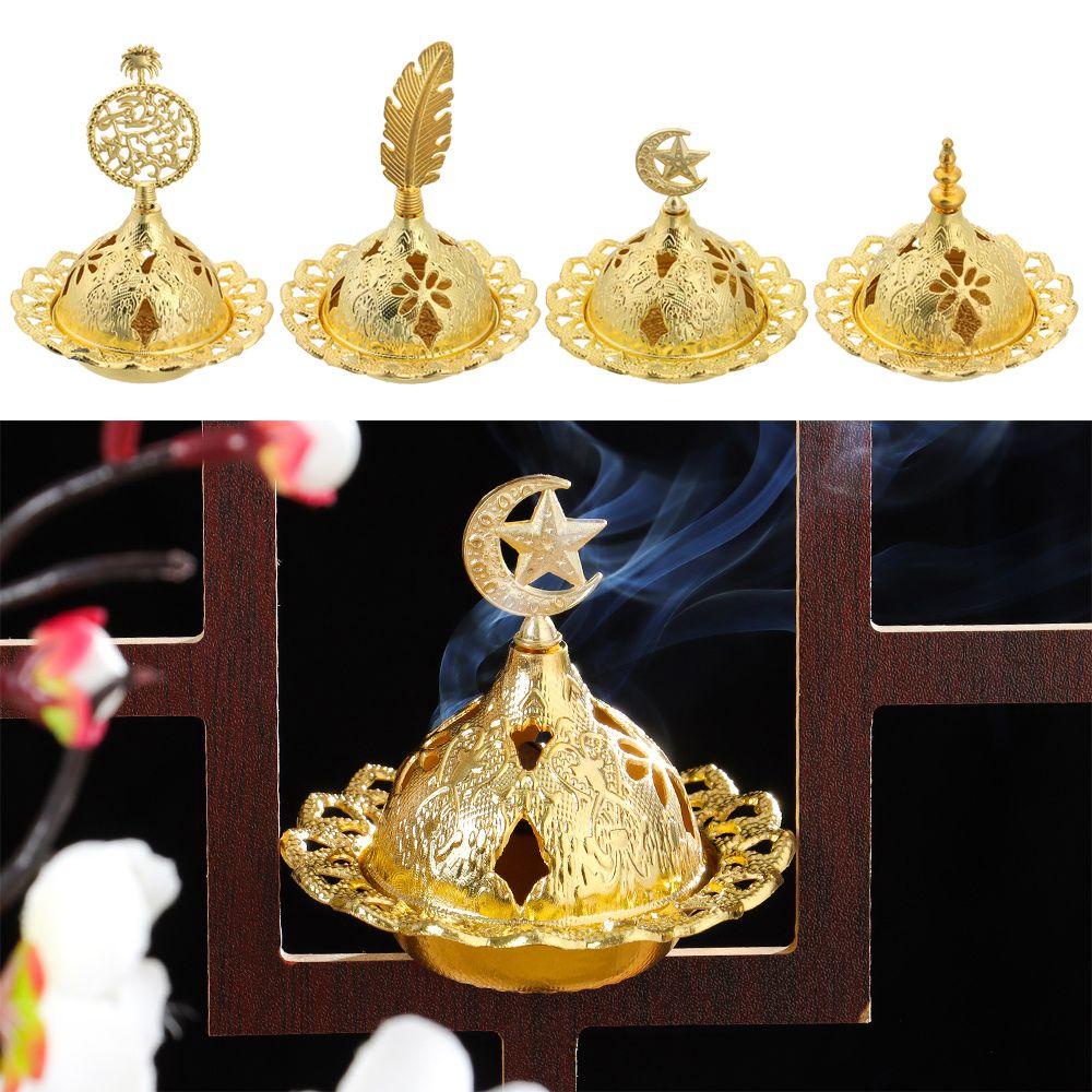 Populer Tempat Pembakar Dupa Logam Portable Buddhisme Mewah Dekorasi Rumah Tungku Aromaterapi Golden Censer Holder