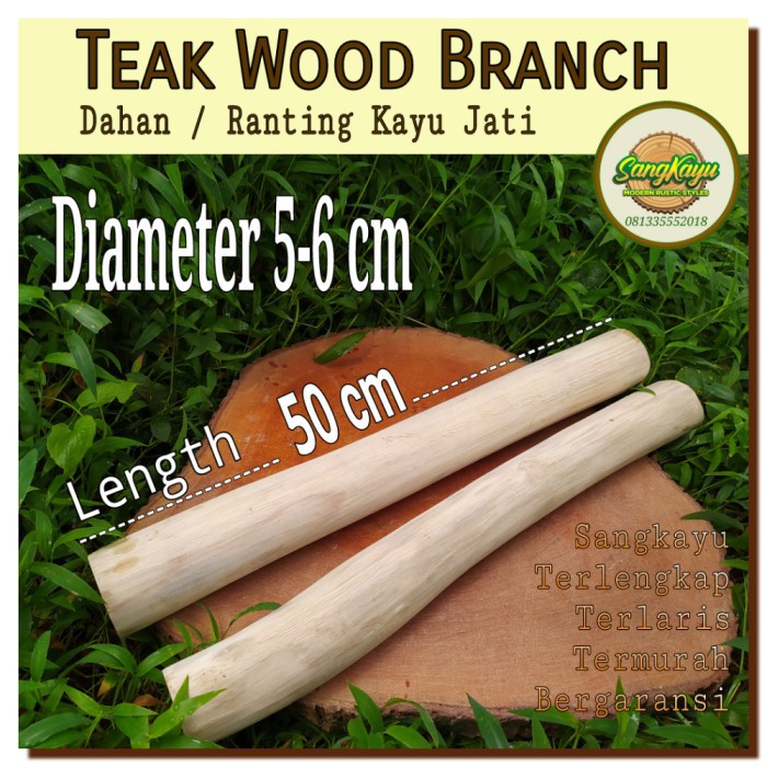 Dahan ranting kayu jati 5-6-50 cm teak wood branch macrame wood log