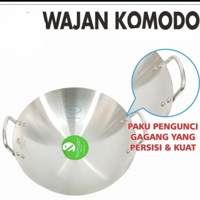 U 34 CM Komodo Kuali Wajan Penggorengan Stainless Steel Diameter 34cm