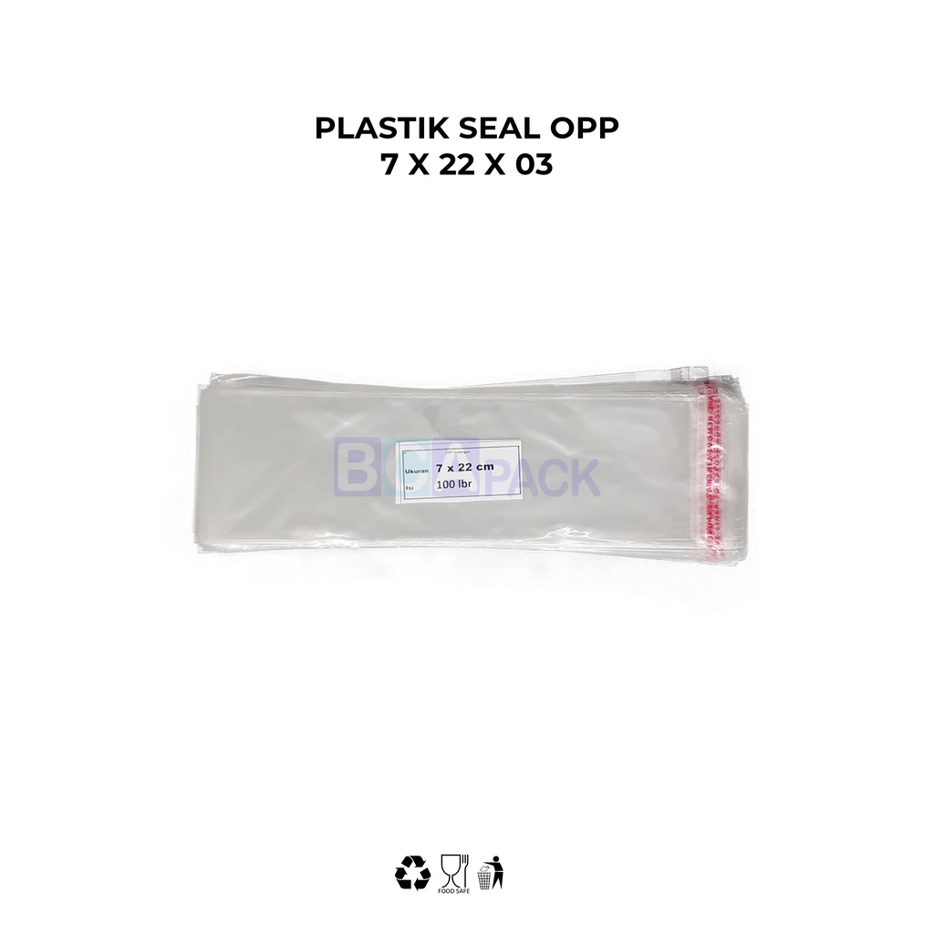 

PLASTIK SEAL OPP 7 X 22 X 03 - PLASTIK KEMASAN BENING ISI 100 LEMBAR