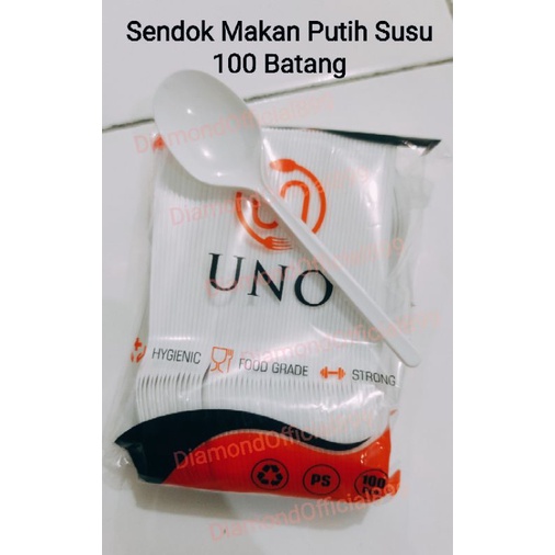 Sendok Makan Plastik Merk UNO isi 100pcs / Sendok Makan Panjang