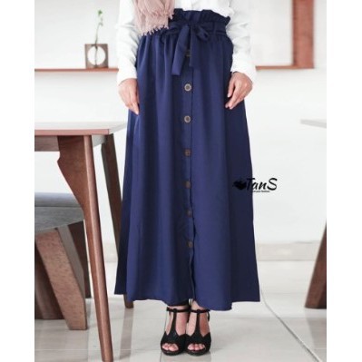 ROK PANJANG KANCING MOSCREPE PREMIUM SKIRT WANITA