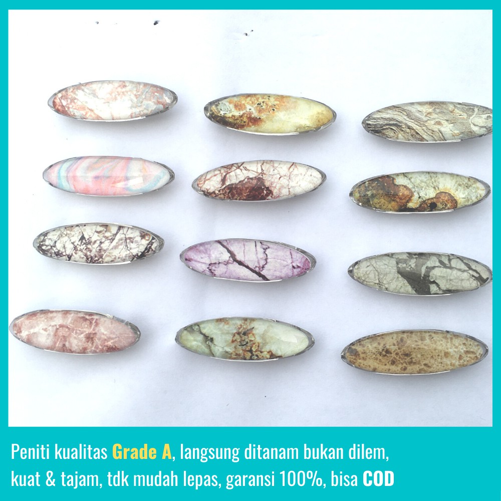 Peniti Jilbab Dagu Motif Marmer Model Oval Nyaman Pengganti Jarum Pentul