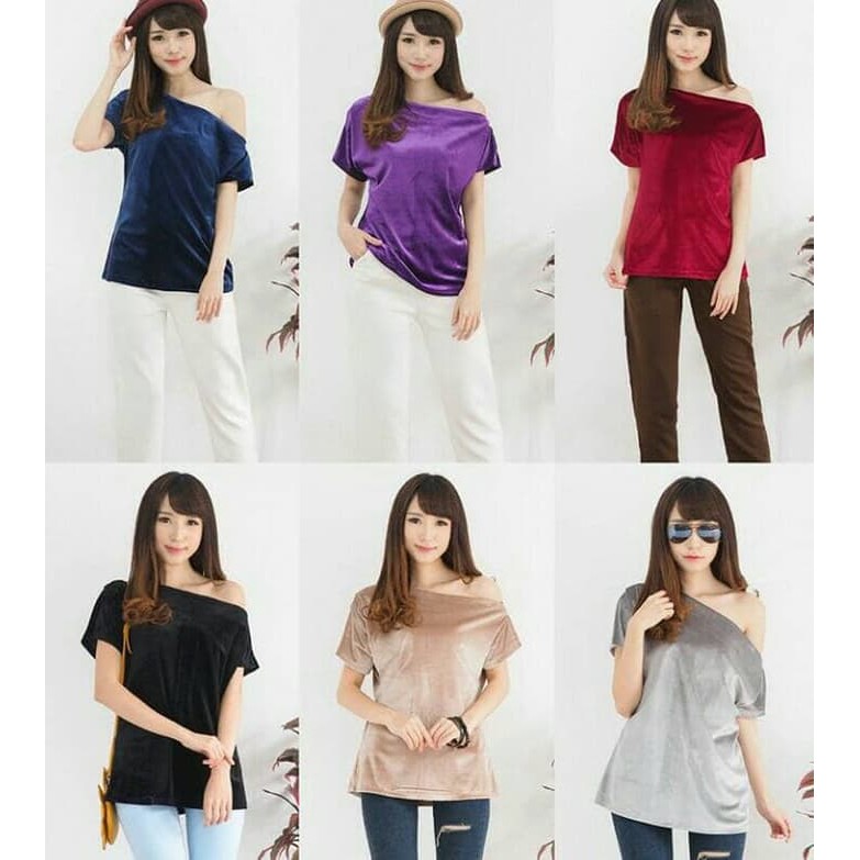 Baju Atasan Wanita Bludru Sabrina - Bludru Sabrina 055