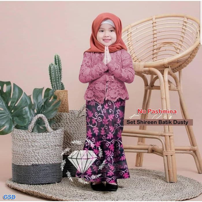 [TERGREGET] set shiren batik dusty/stelan baju batik muslimah anak/kebaya anak ADPTR