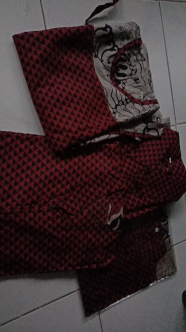 Batik Couple Keluarga Sania Ruffle Ori Ndoro Jowi Dnt Motif Bara Api Merah