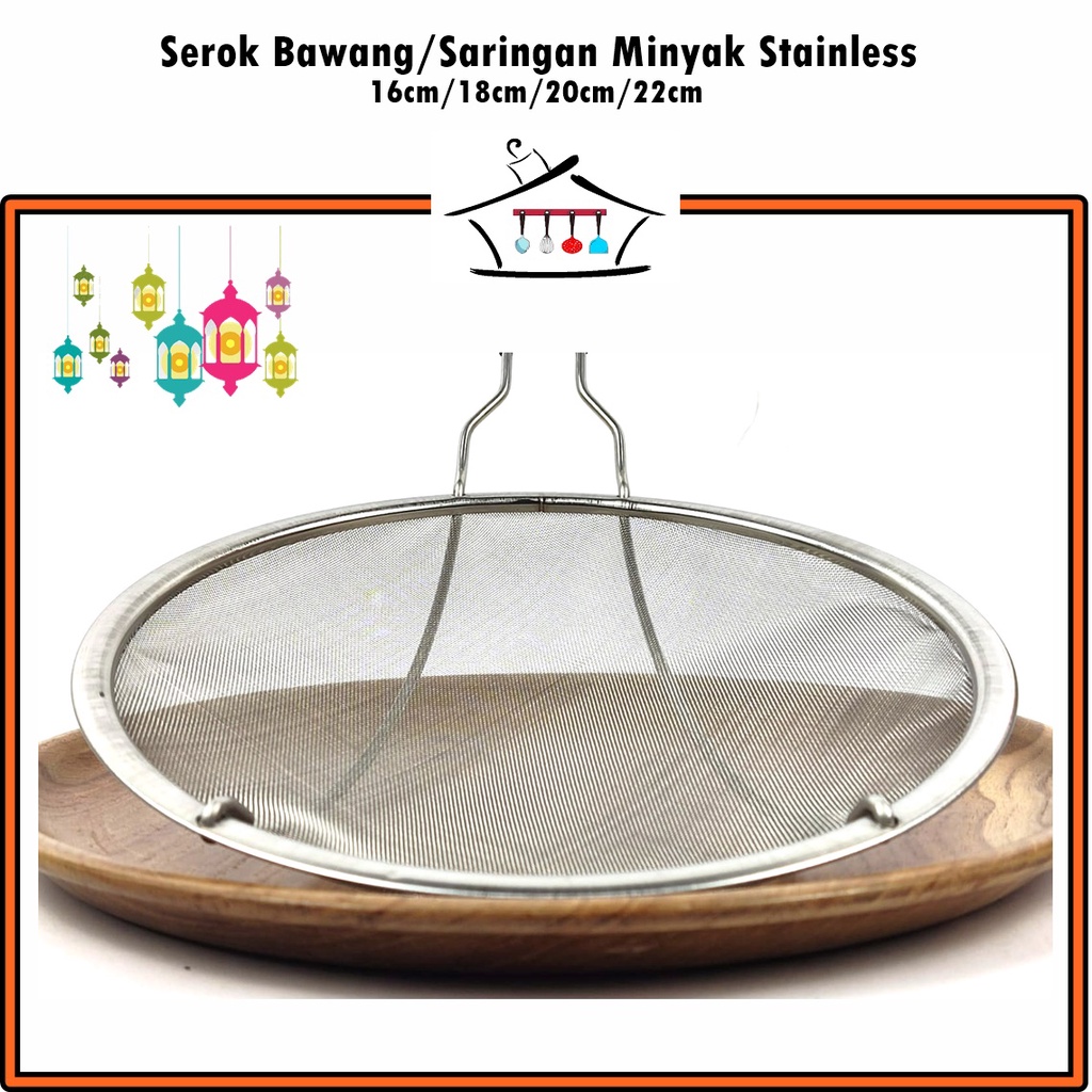 Serok Bawang/Saringan Minyak Stainless 16cm &amp; 18cm