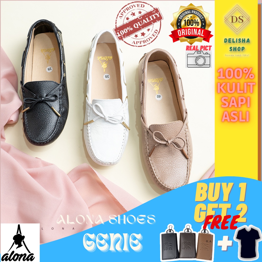 SEPATU WANITA KULIT ALONA GENIE_SEPATU CEWEK ASLI_SEPATU CEWE ORIGINAL