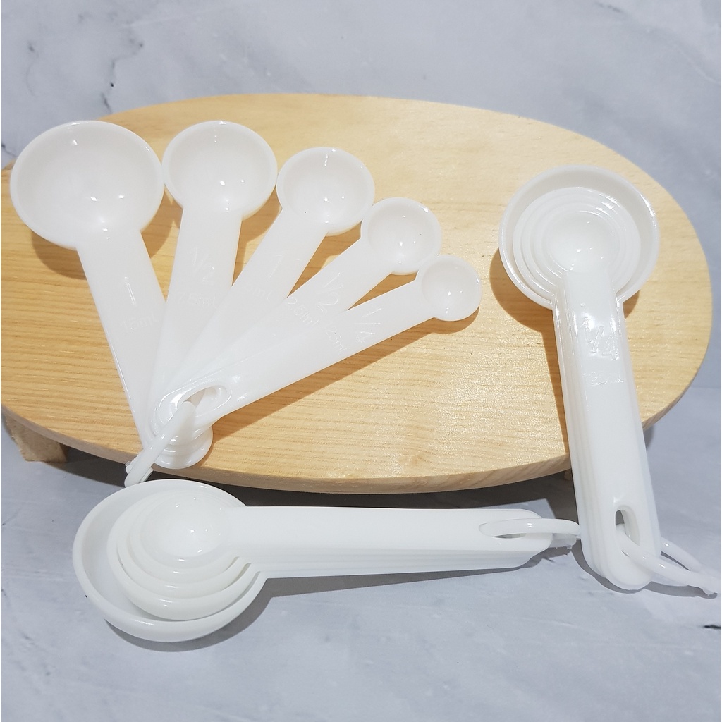 set 5 pc sendok takar plastik murah PUTIH /  measuring spoon