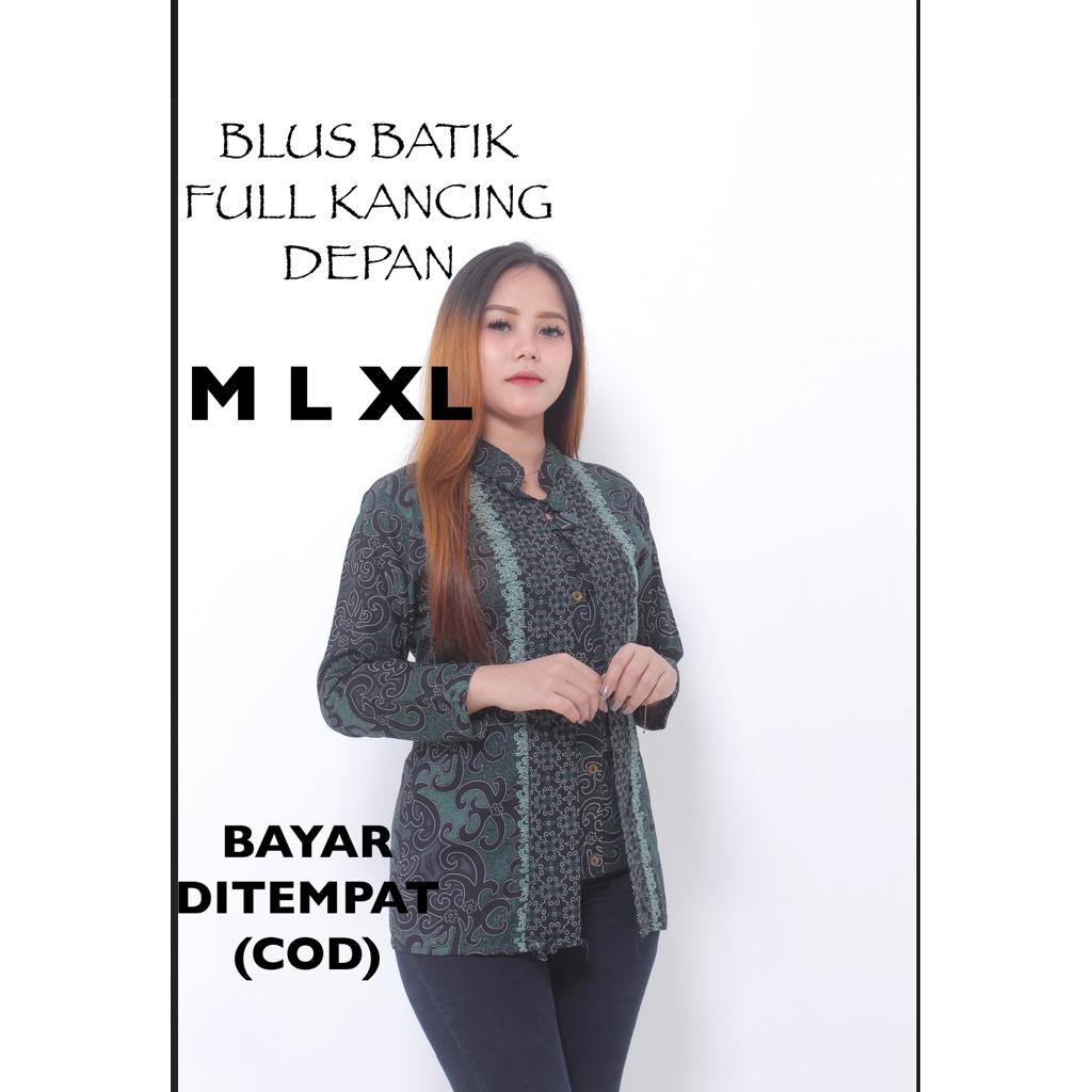 ATASAN BATIK WANITA KANTOR BATIK FULL KANCING DEPAN