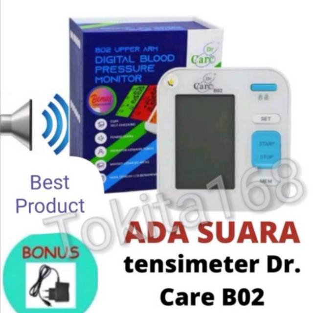 TENSIMETER DiGITAL Dr Care B02 Ada Fungsi Suara Indonesia + Adaptor
