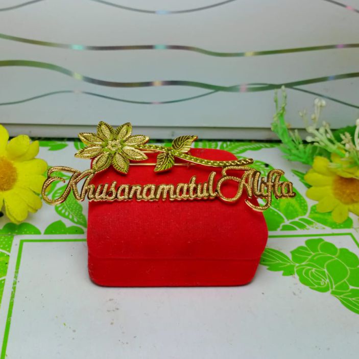 Bros Nama Custom Bunga Bros Nama Lapis Emas Bros Peniti Bros Logo