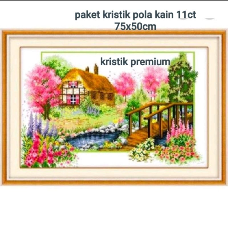 Paket kristik pedesaan musim spring bunga sakura pola kain cross stitch 11ct kerajinan tangan sulama