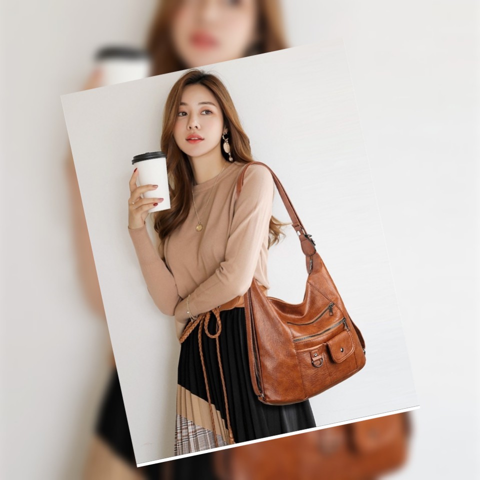 TAS SELEMPANG WANITA BISA RANSEL PREMIUM KULIT COKLAT SHOULDER BAG BAHU SLING KOREA BESAR  CAVATA TA467B7 IMPORT BRANDED BATAM MURAH ORI FASHION CEWEK KEKINIAN REMAJA