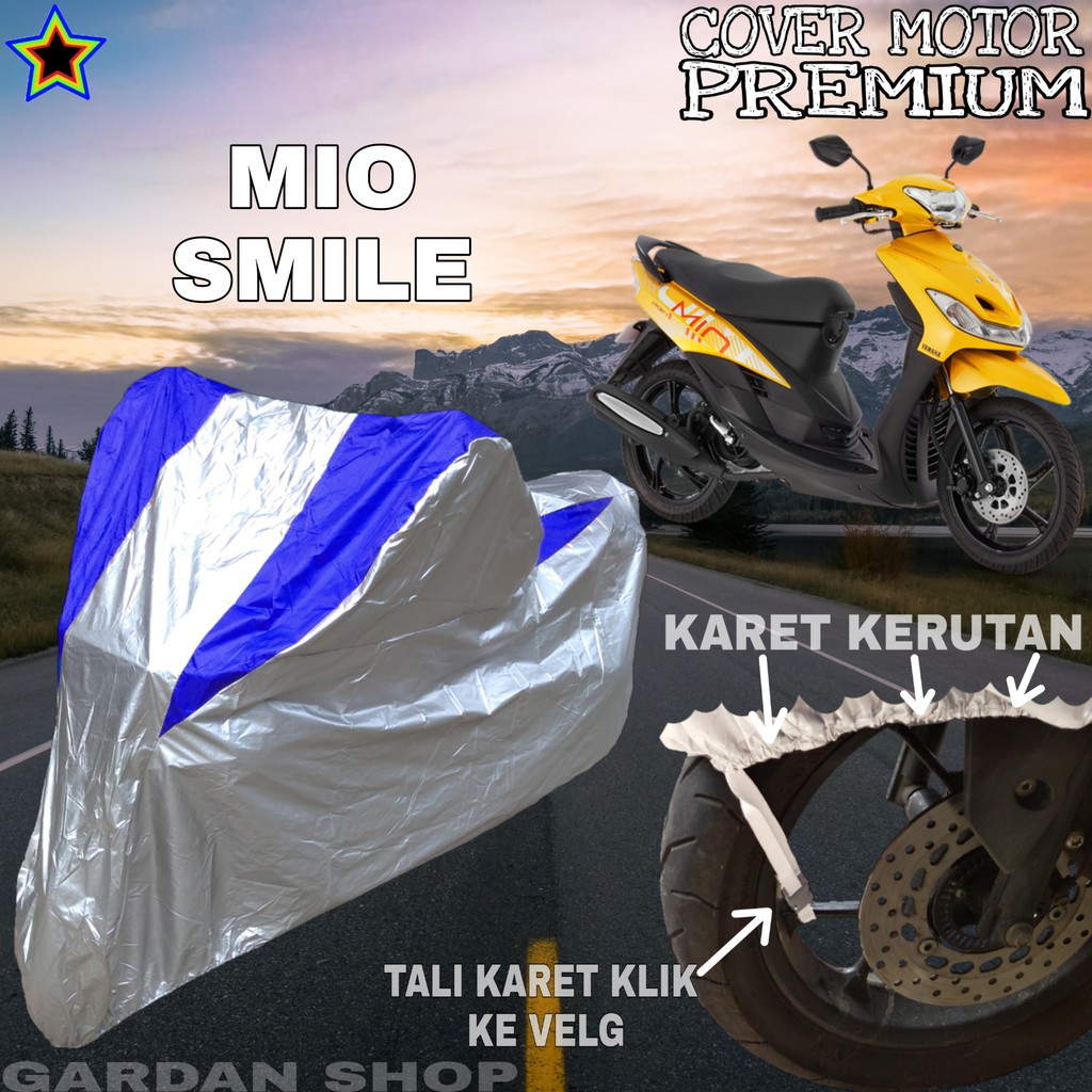 Sarung Motor MIO SMILE Silver BIRU Body Cover Mio PREMIUM