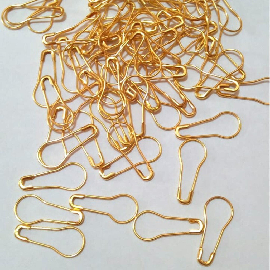 Peniti labu Anti Nyangkut Peniti Bohlam Safety Pins Jilbab Hijab Emas isi 50pcs