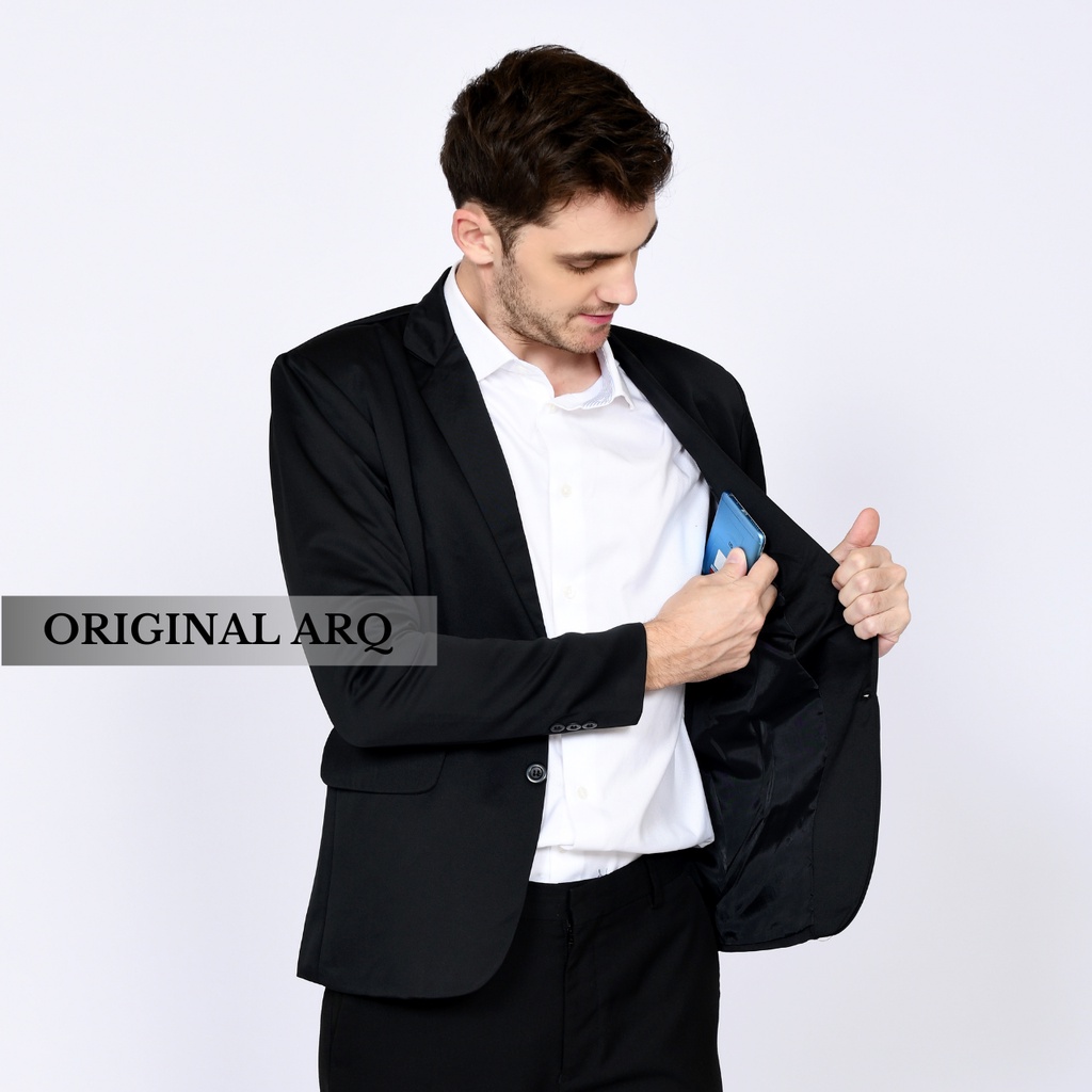 Terlaris ! jas blazer pria slimfit big size ukuran jumbo XXL hitam polos / Jas pria wisuda / Jas pria dewasa ukuran XXL terbaru