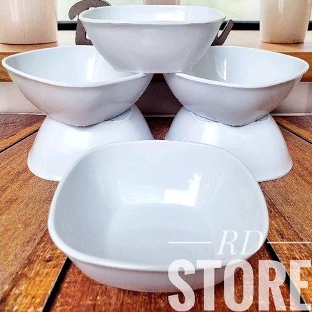 PROMO 6.PCS MANGKOK PERSEGI MELAMINE POLOS