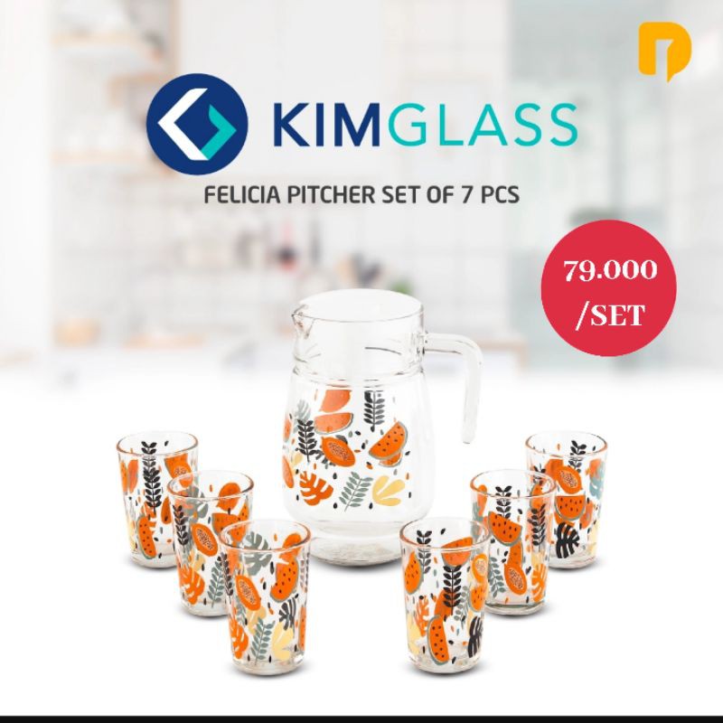 KIM GLASS felicia pitcher set of 7pcs