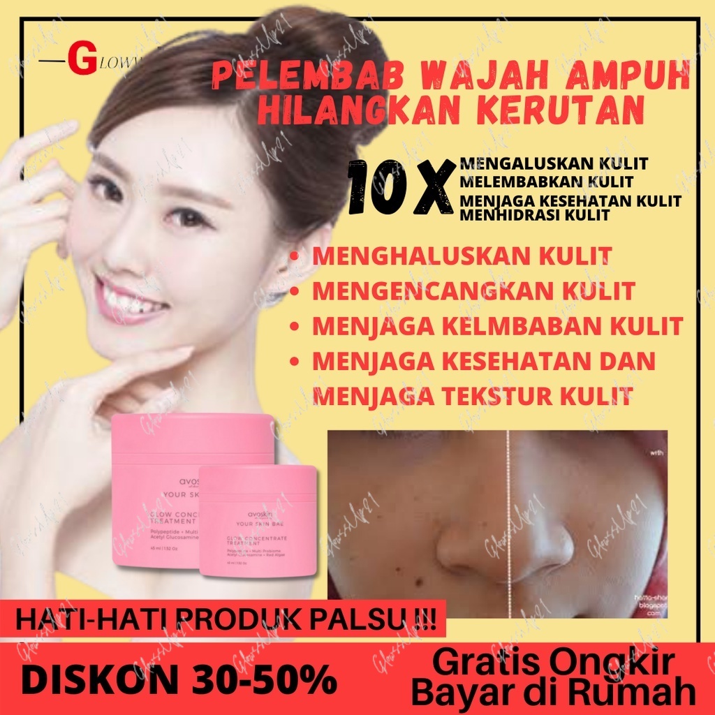 Pelembab Wajah Penghillang  Kerutan Wajah Avoskin YSB Glow Concentrate Polypeptide + Microbiome + A. Glucosamine Perawatan  Wajah