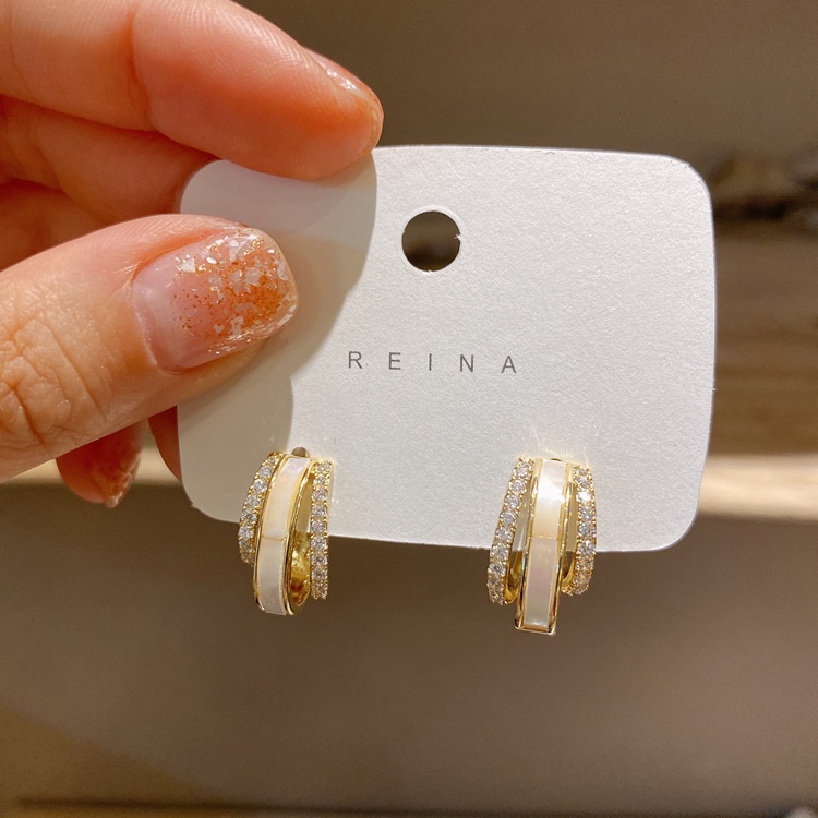 1 Pasang Anting Tusuk Sterling Silver 925 Desain Geometri Hias Opal Untuk Wanita