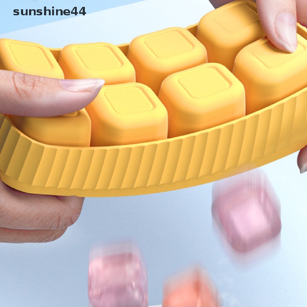 Sunshine Cetakan Es Batu DIY 8 Sekat Bahan Silikon Dengan Tutup