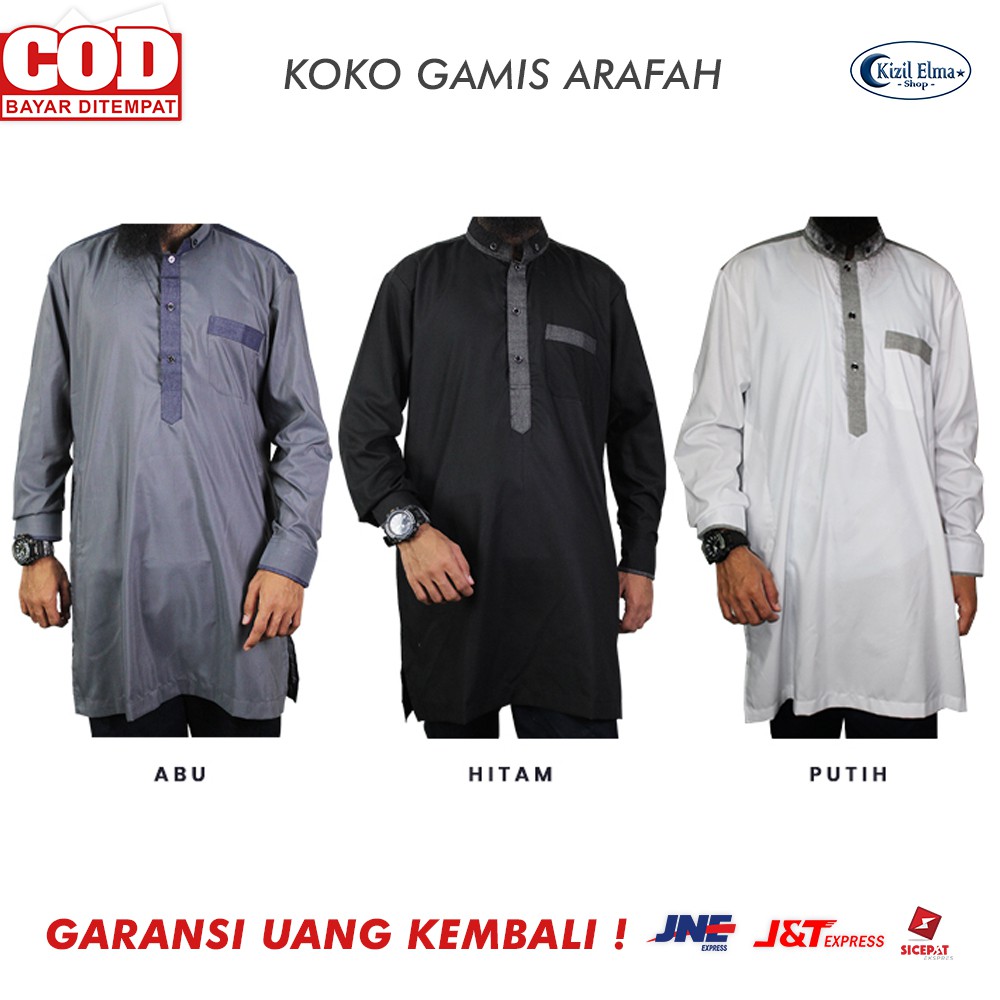 Baju Gamis Koko Kurta Arafah Pria Dewasa Lengan Panjang + Bonus Peci Rajut